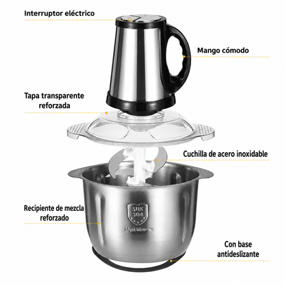 Picadora 5 litros acero inoxiable 3 modos