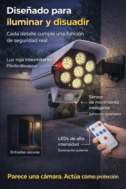 Foco solar simula camara